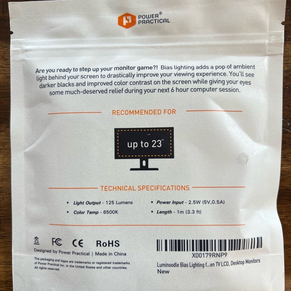 Luminoodle Bias Lighting, Backlight Kit for Monitors up to 24" - Picture 2 of 2